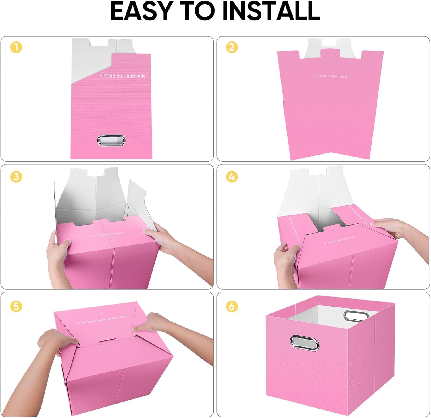 image:imageBALEINE File Organizer Box Cardboard File Folder Organizer with Handle for Letter Size Portable Collapsible Hanging Filing Box for Home Office Document Storage 2 Pack Large BlackPink