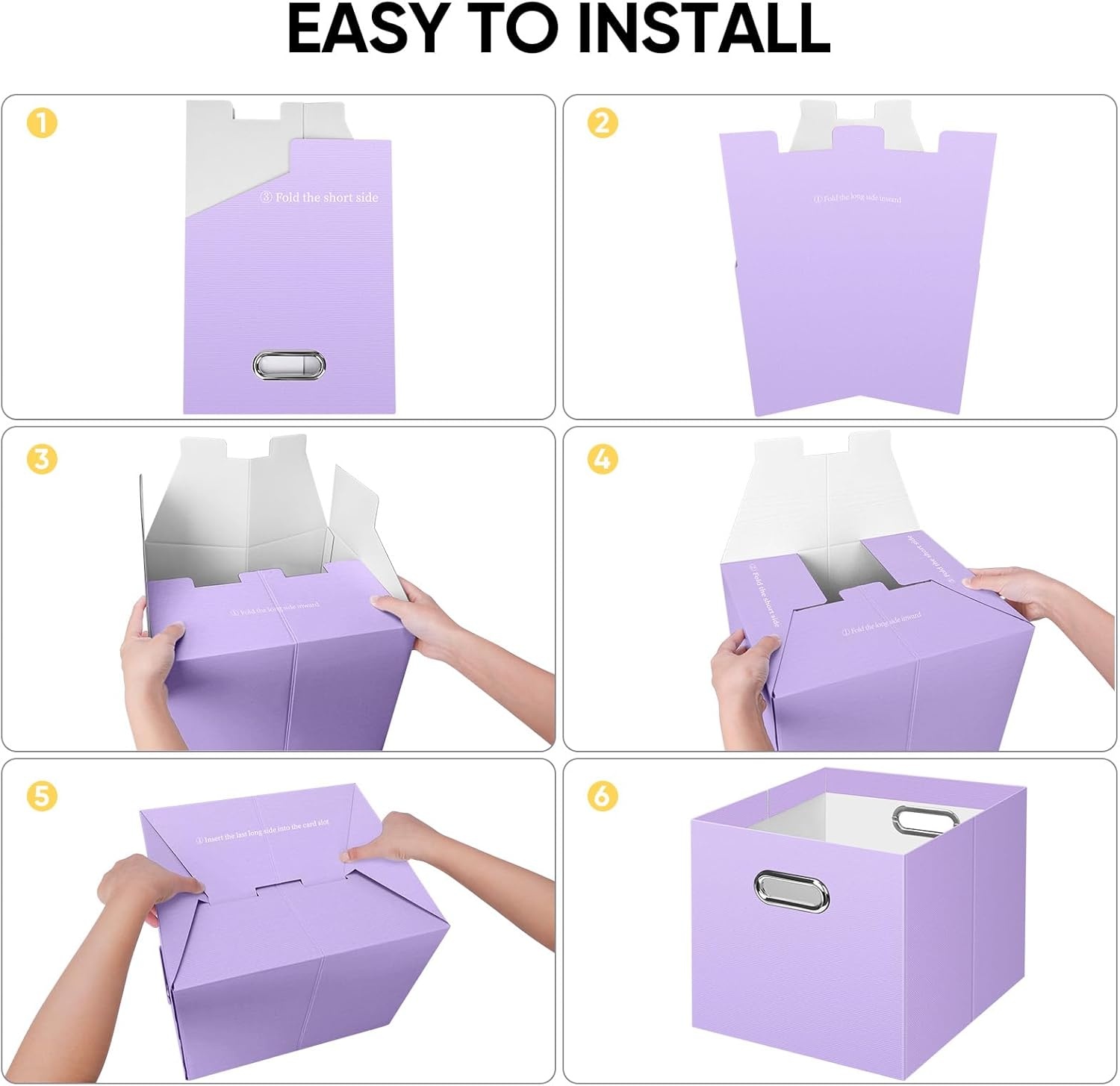 image:imageBALEINE File Organizer Box Cardboard File Folder Organizer with Handle for Letter Size Portable Collapsible Hanging Filing Box for Home Office Document Storage 2 Pack Large BlackLavender