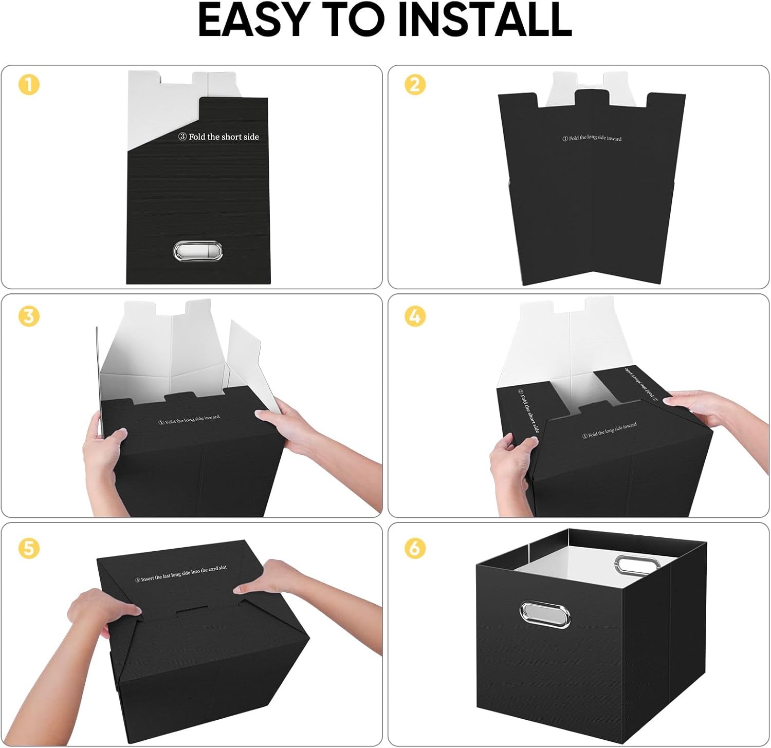 image:imageBALEINE File Organizer Box Cardboard File Folder Organizer with Handle for Letter Size Portable Collapsible Hanging Filing Box for Home Office Document Storage 2 Pack Large BlackBlack