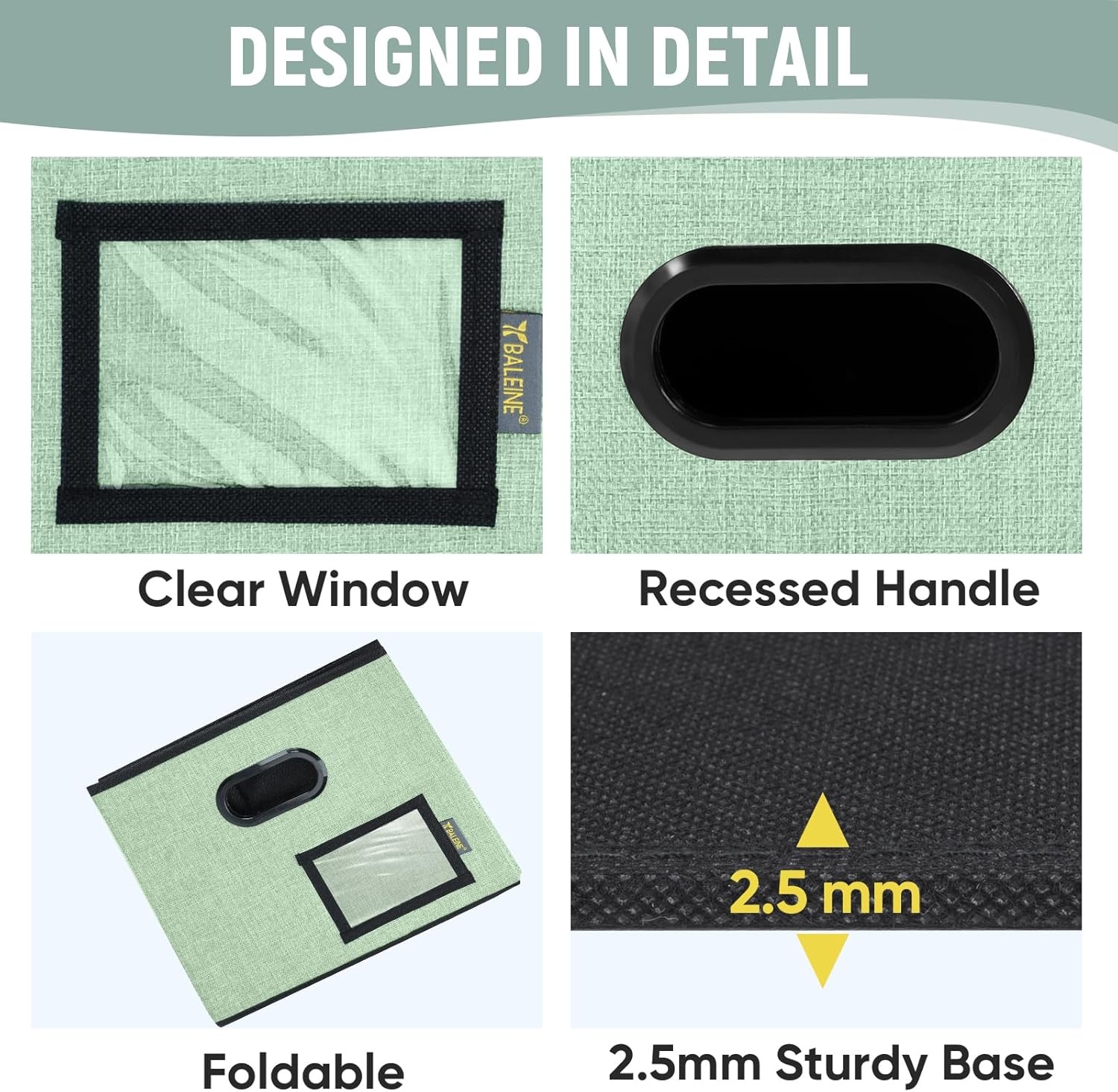 image:imageBALEINE File Organizer Box with Lid Collapsible File Folder Organizer with Plastic Slide Filing Box for Office Home Document Organizer Storage Black 2PKGreen