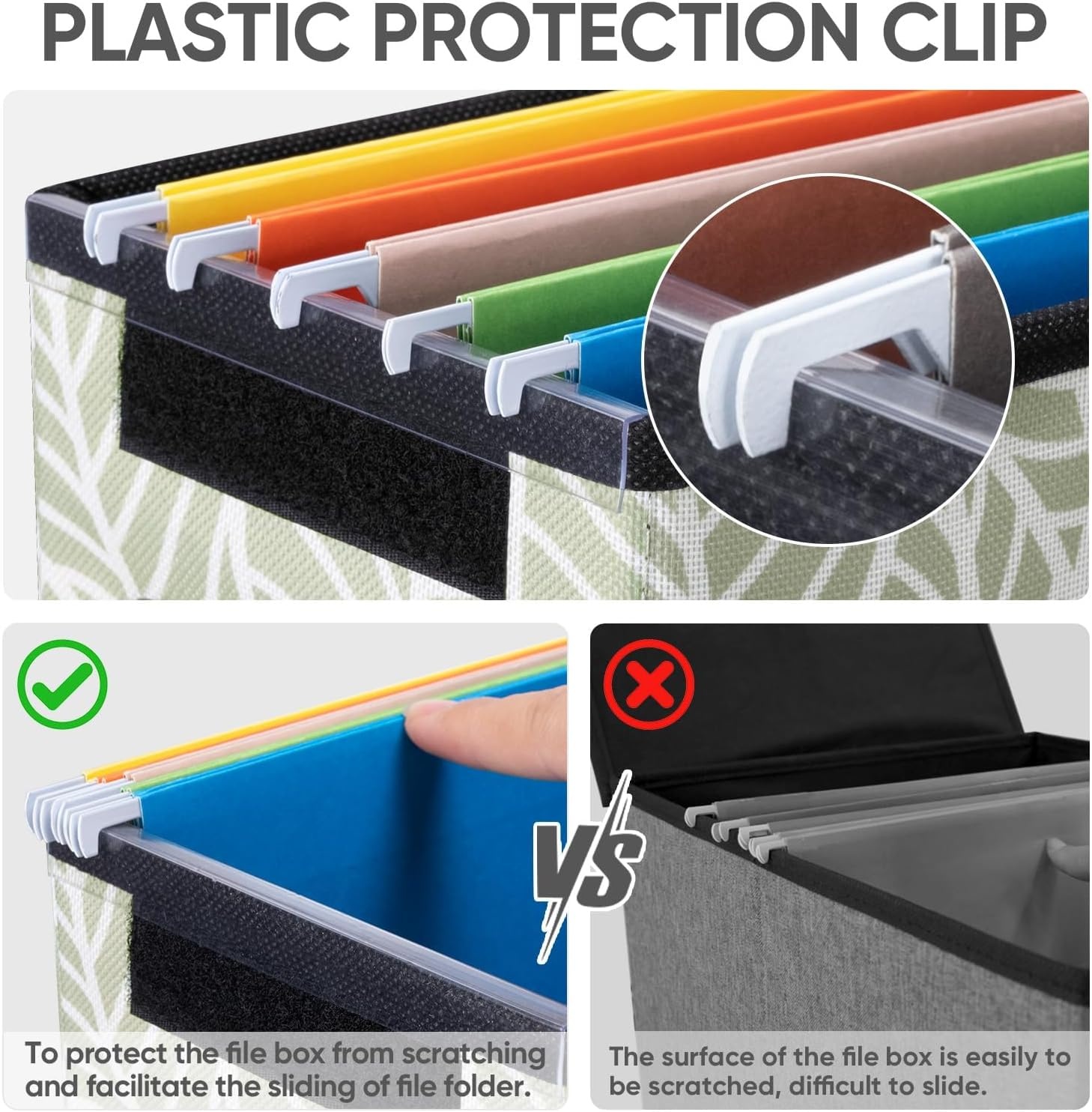 image:imageBALEINE File Organizer Box with Lid Collapsible File Folder Organizer with Plastic Slide Hanging File Folder Box for Office Document Storage Tab Friendly 2 Pack BlackAntique Foliage