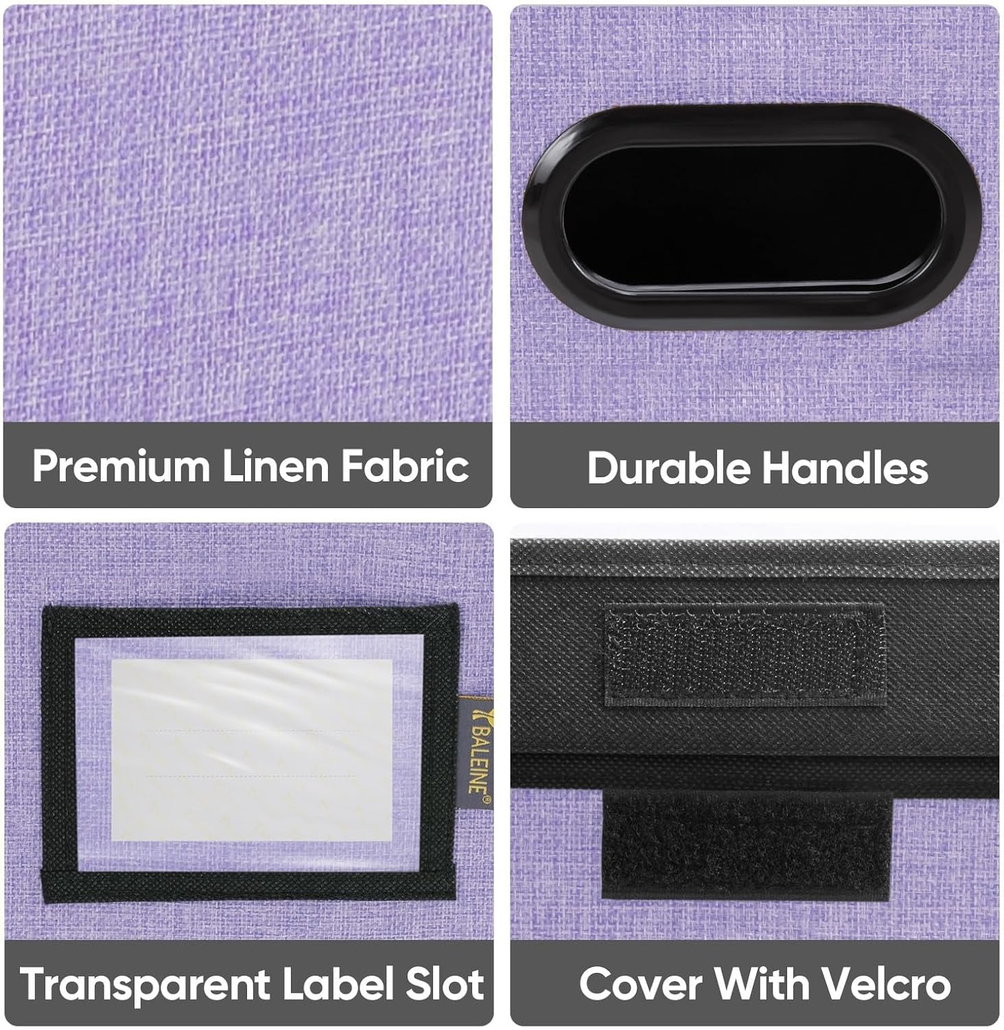 image:imageBALEINE File Organizer Box with Lid Collapsible File Folder Organizer with Plastic Slide Hanging File Folder Box for Office Document Storage Tab Friendly 2 Pack BlackPurple