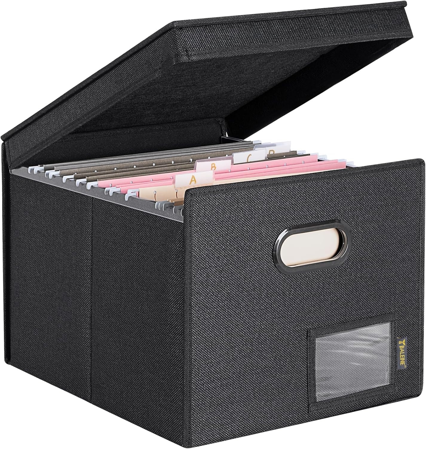 image:imageBALEINE File Organizer Box with Lid Collapsible File Folder Organizer with Plastic Slide Hanging File Folder Box for Office Document Storage Tab Friendly 2 Pack BlackBlack