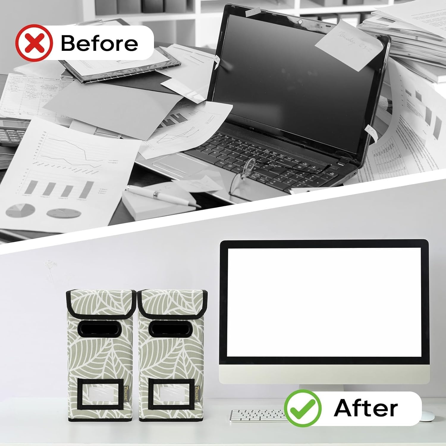 image:imageBALEINE File Organizer Box with Lid Collapsible File Folder Organizer with Plastic Slide Hanging File Folder Box for Office Document Storage Tab Friendly 2 Pack BlackAntique Foliage