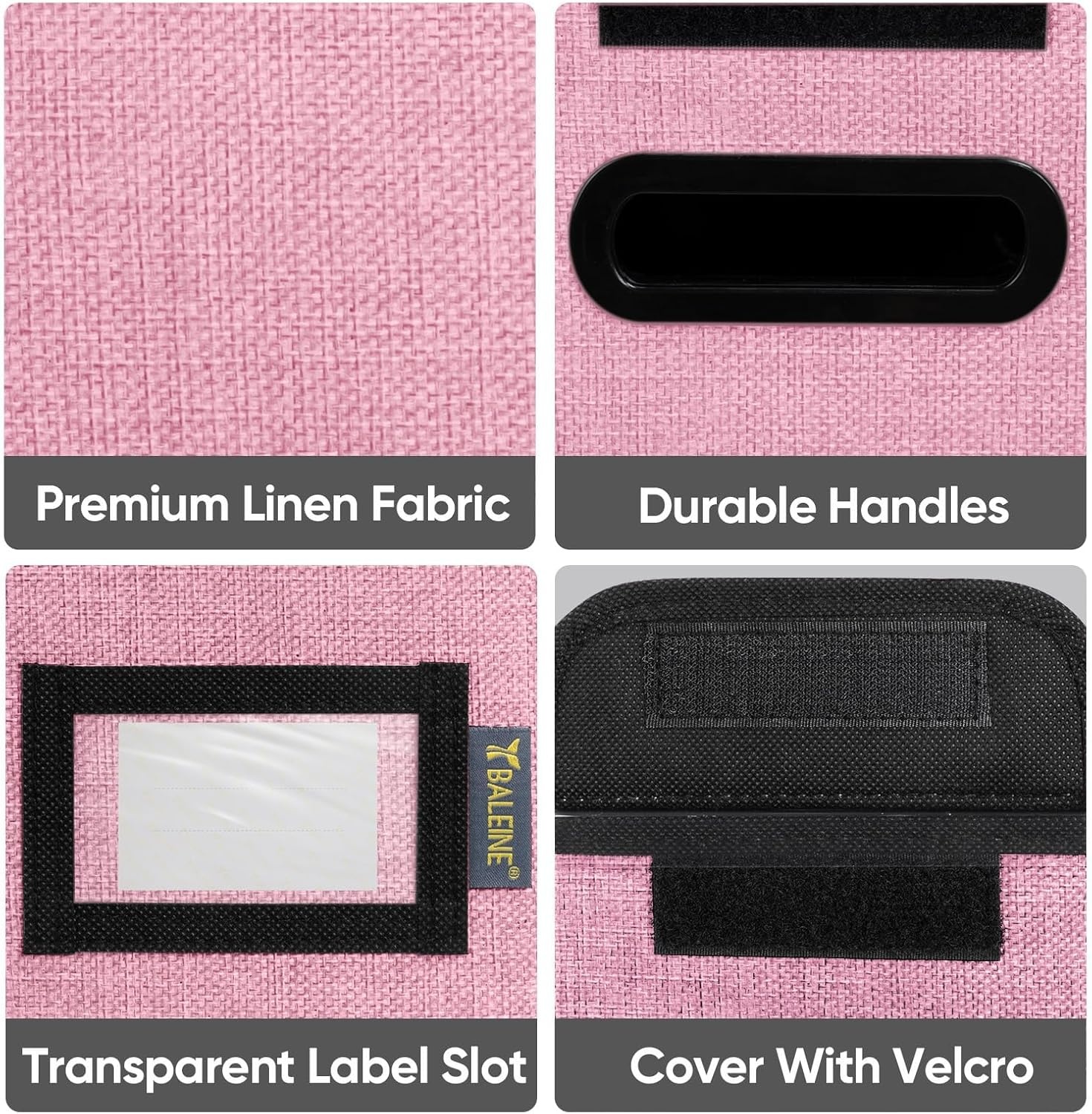 image:imageBALEINE File Organizer Box with Lid Collapsible File Folder Organizer with Plastic Slide Hanging File Folder Box for Office Document Storage Tab Friendly 2 Pack BlackPink