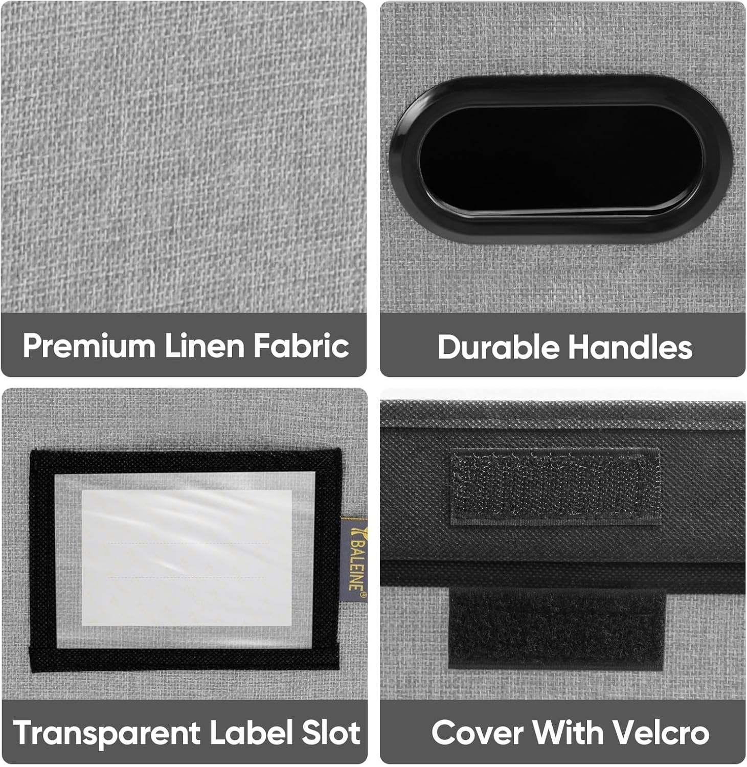 image:imageBALEINE File Organizer Box with Lid Collapsible File Folder Organizer with Plastic Slide Hanging File Folder Box for Office Document Storage Tab Friendly 2 Pack BlackGrey