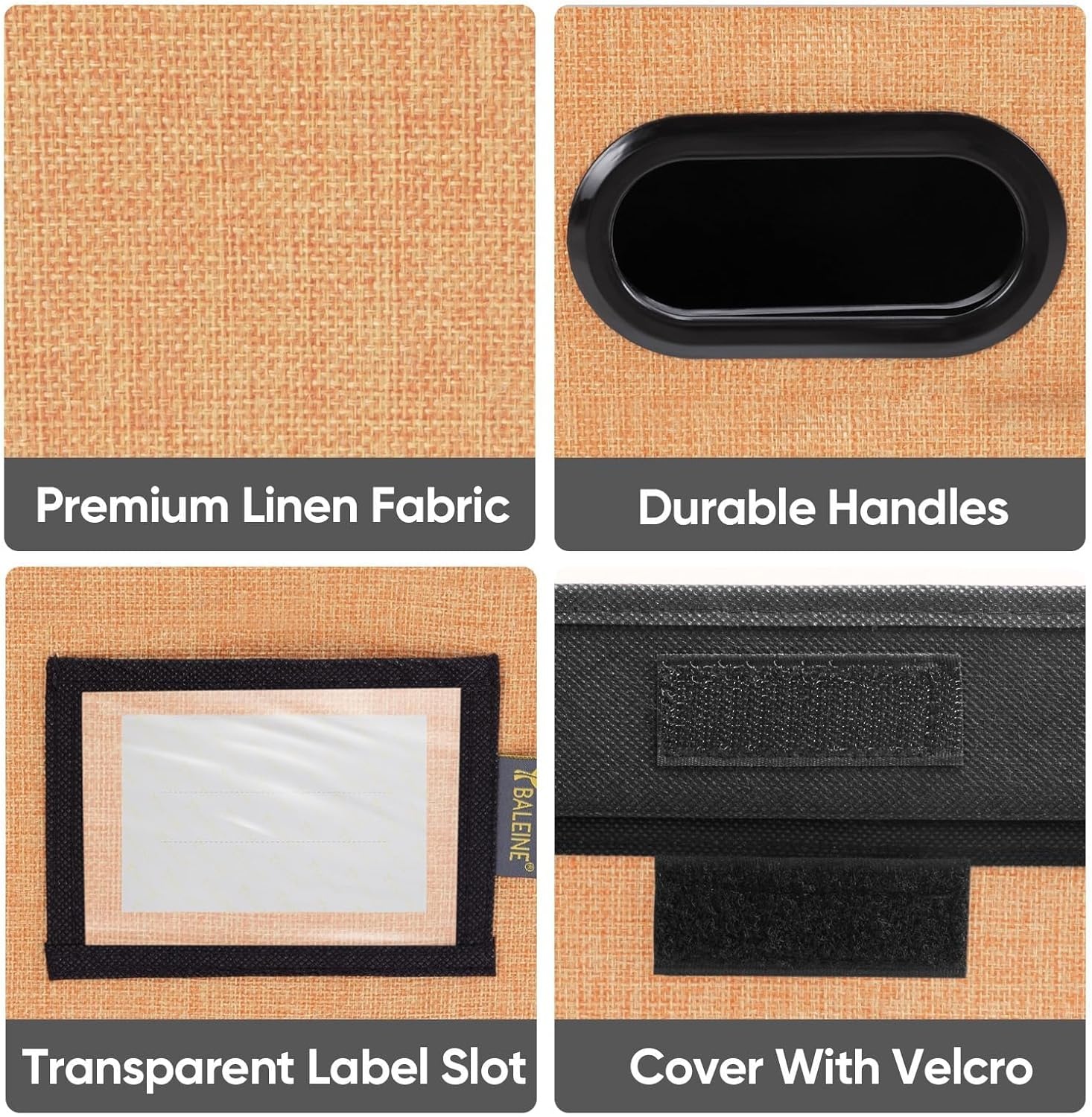 image:imageBALEINE File Organizer Box with Lid Collapsible File Folder Organizer with Plastic Slide Hanging File Folder Box for Office Document Storage Tab Friendly 2 Pack BlackOrange