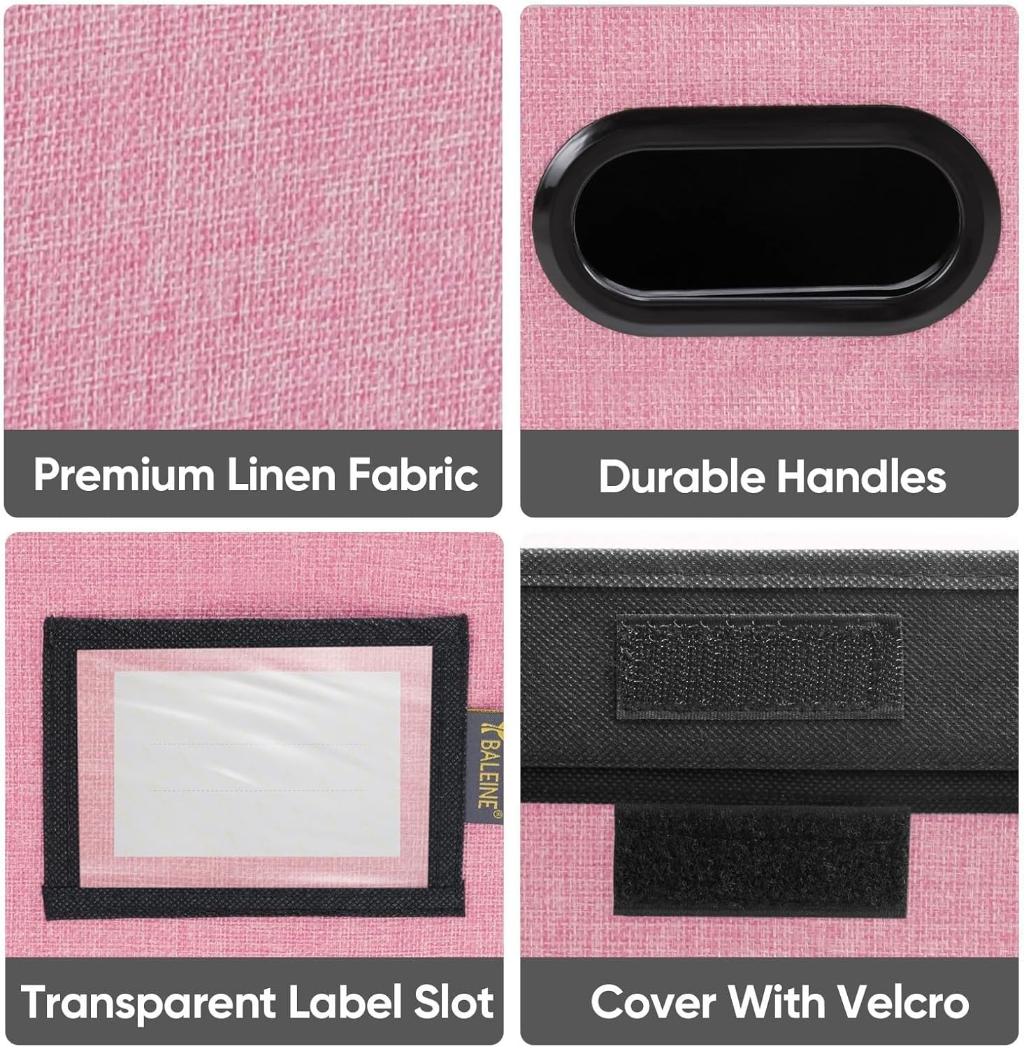 image:imageBALEINE File Organizer Box with Lid Collapsible File Folder Organizer with Plastic Slide Hanging File Folder Box for Office Document Storage Tab Friendly 2 Pack BlackPink