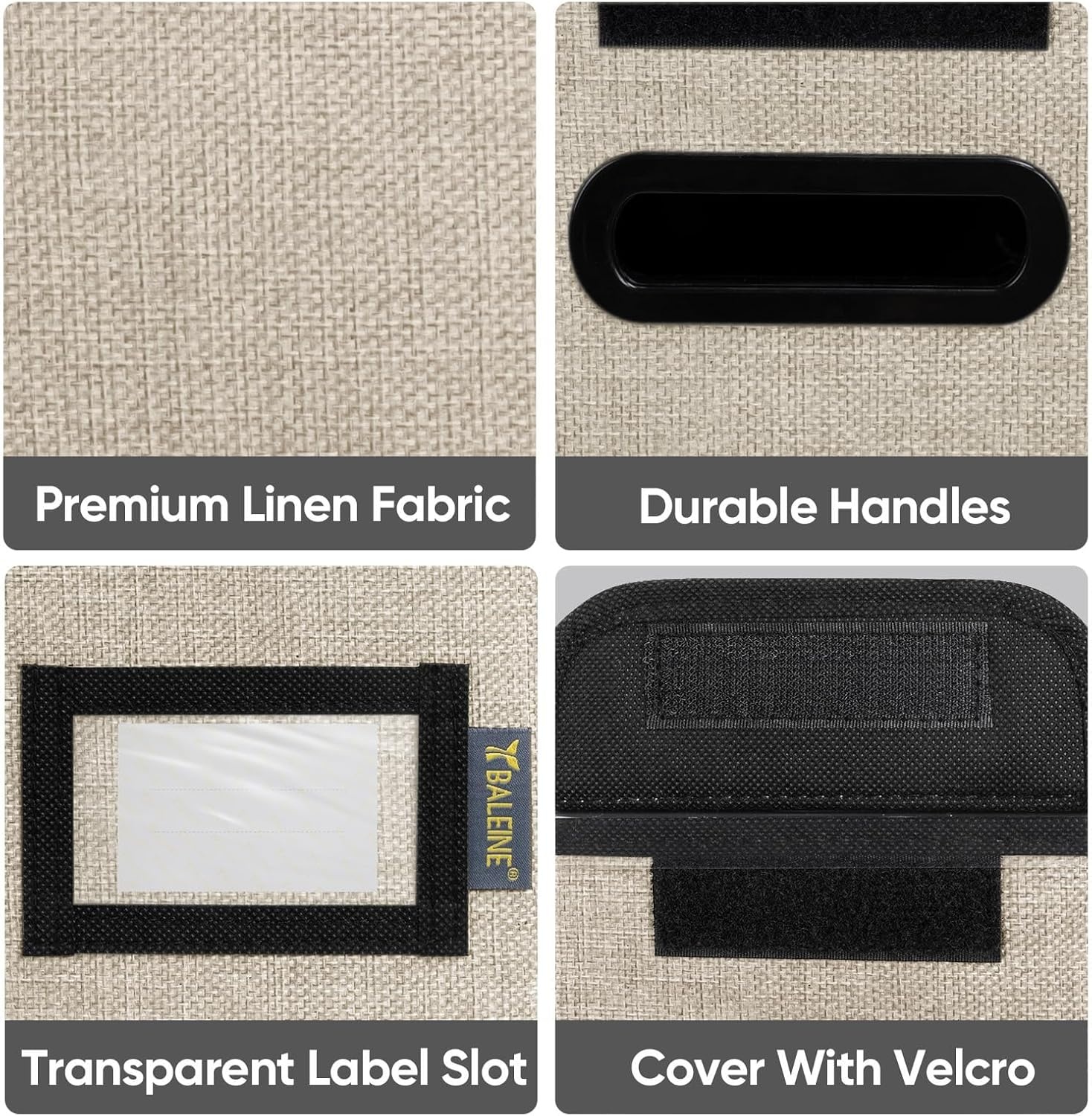 image:imageBALEINE File Organizer Box with Lid Collapsible File Folder Organizer with Plastic Slide Hanging File Folder Box for Office Document Storage Tab Friendly 2 Pack BlackBeige