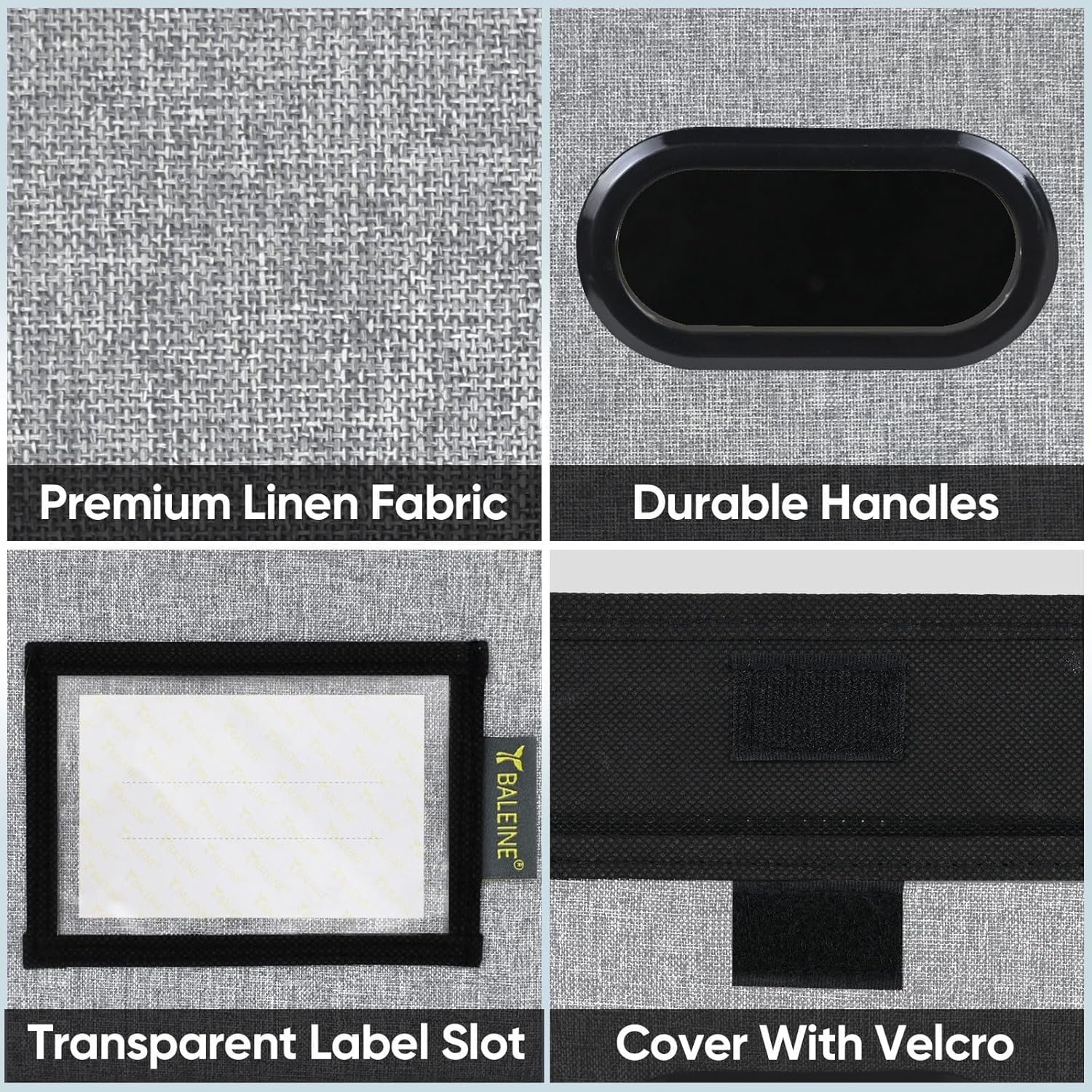 image:imageBALEINE File Organizer Box with Lid Collapsible File Folder Organizer with Plastic Slide Hanging File Folder Box for Office Document Storage Tab Friendly 2 Pack BlackGrey