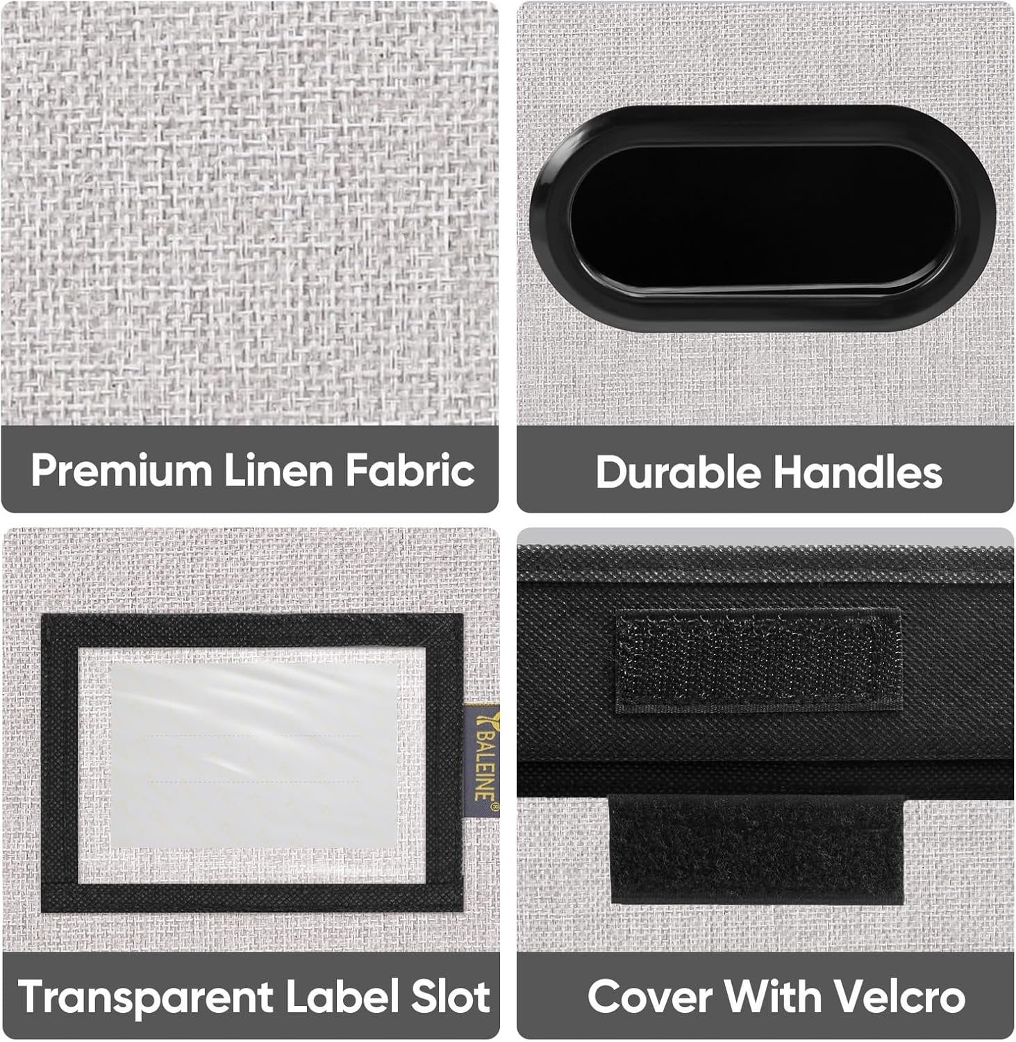 image:imageBALEINE File Organizer Box with Lid Collapsible File Folder Organizer with Plastic Slide Hanging File Folder Box for Office Document Storage Tab Friendly 2 Pack BlackBeige