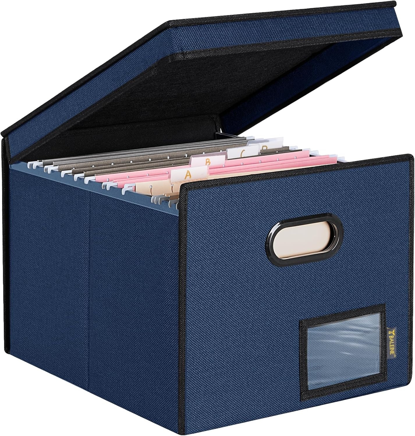 image:imageBALEINE File Organizer Box with Lid Collapsible File Folder Organizer with Plastic Slide Hanging File Folder Box for Office Document Storage Tab Friendly 2 Pack BlackBlue