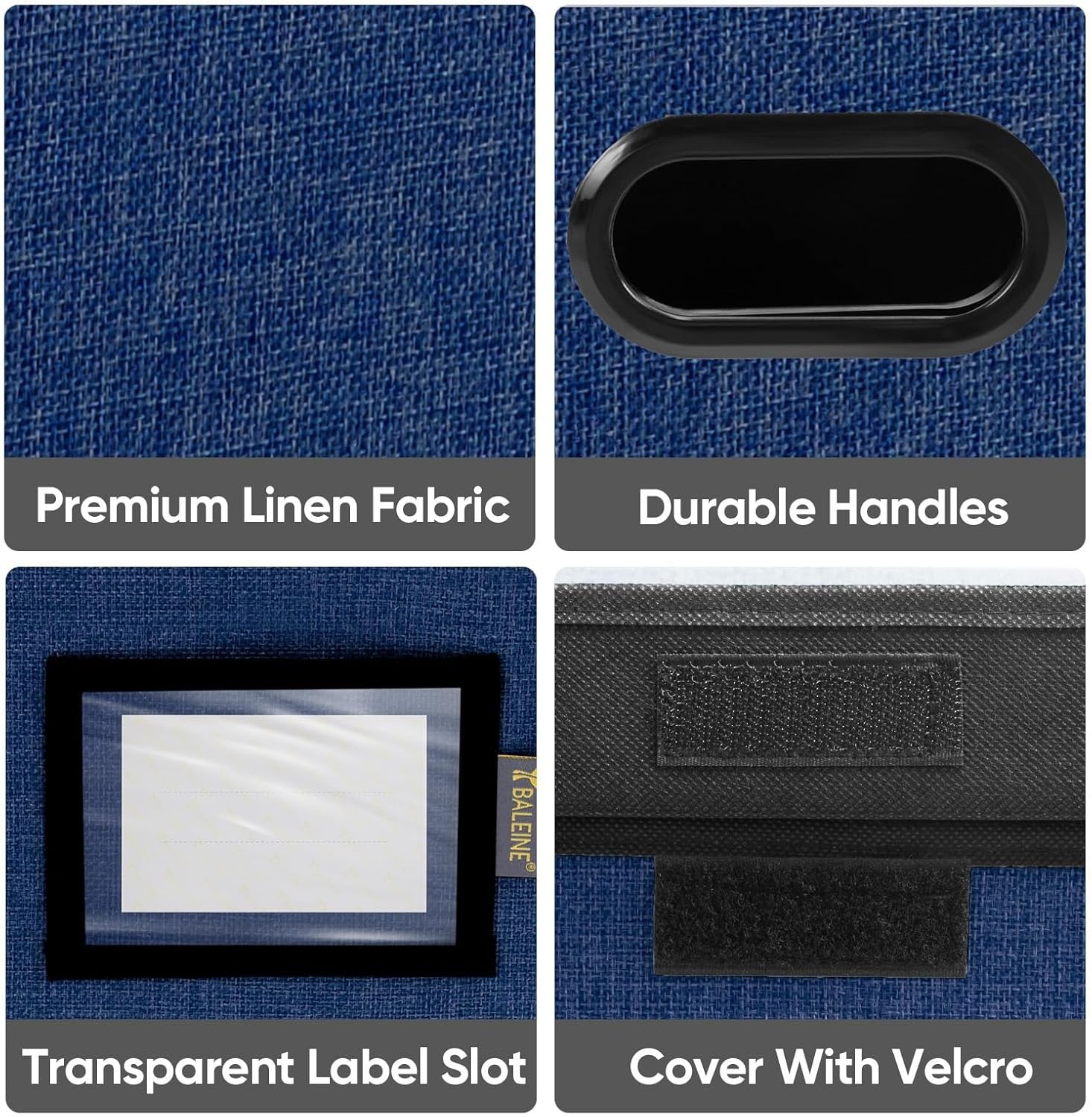 image:imageBALEINE File Organizer Box with Lid Collapsible File Folder Organizer with Plastic Slide Hanging File Folder Box for Office Document Storage Tab Friendly 2 Pack BlackBlue