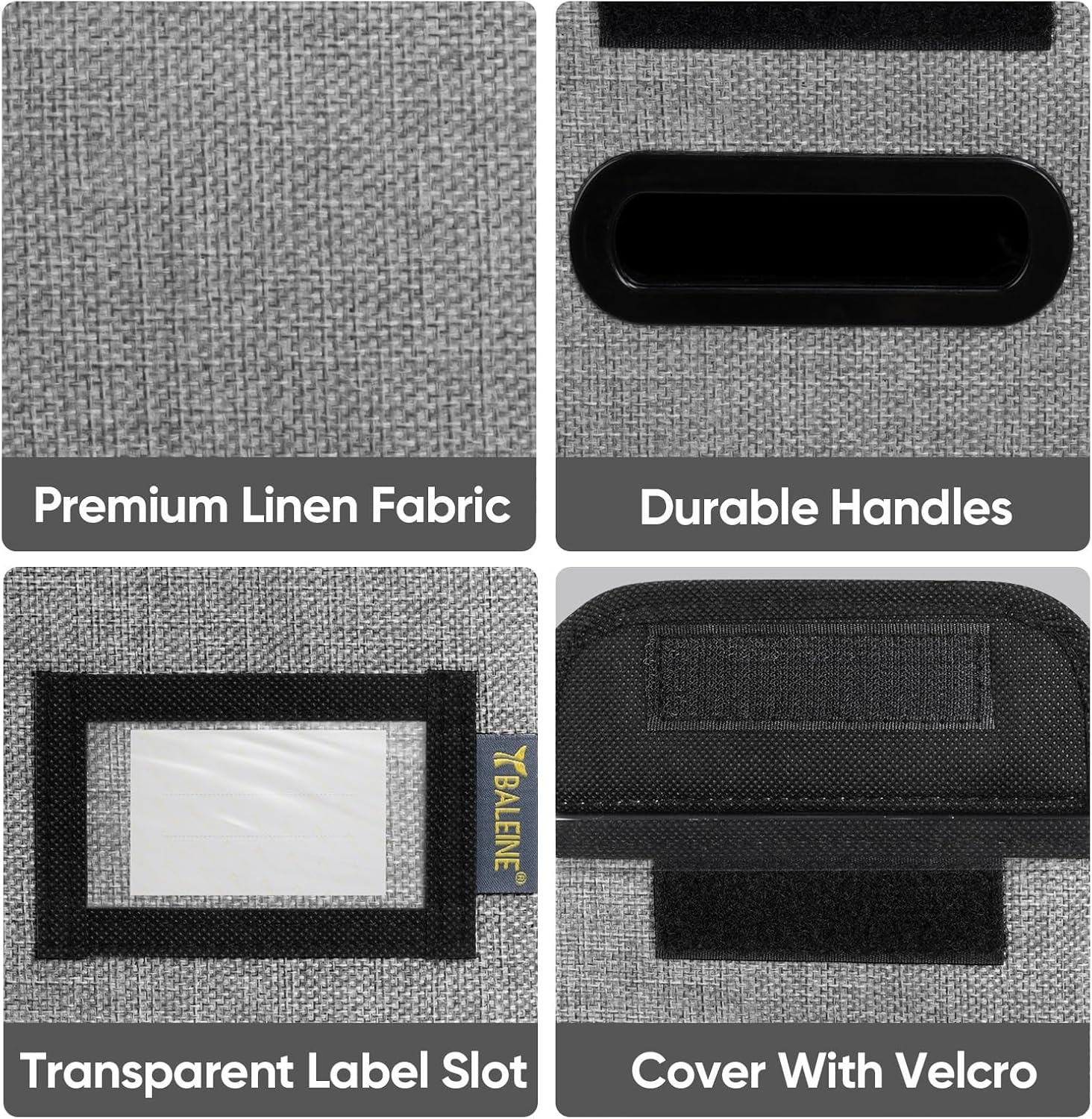 image:imageBALEINE File Organizer Box with Lid Collapsible File Folder Organizer with Plastic Slide Hanging File Folder Box for Office Document Storage Tab Friendly 2 Pack BlackGrey