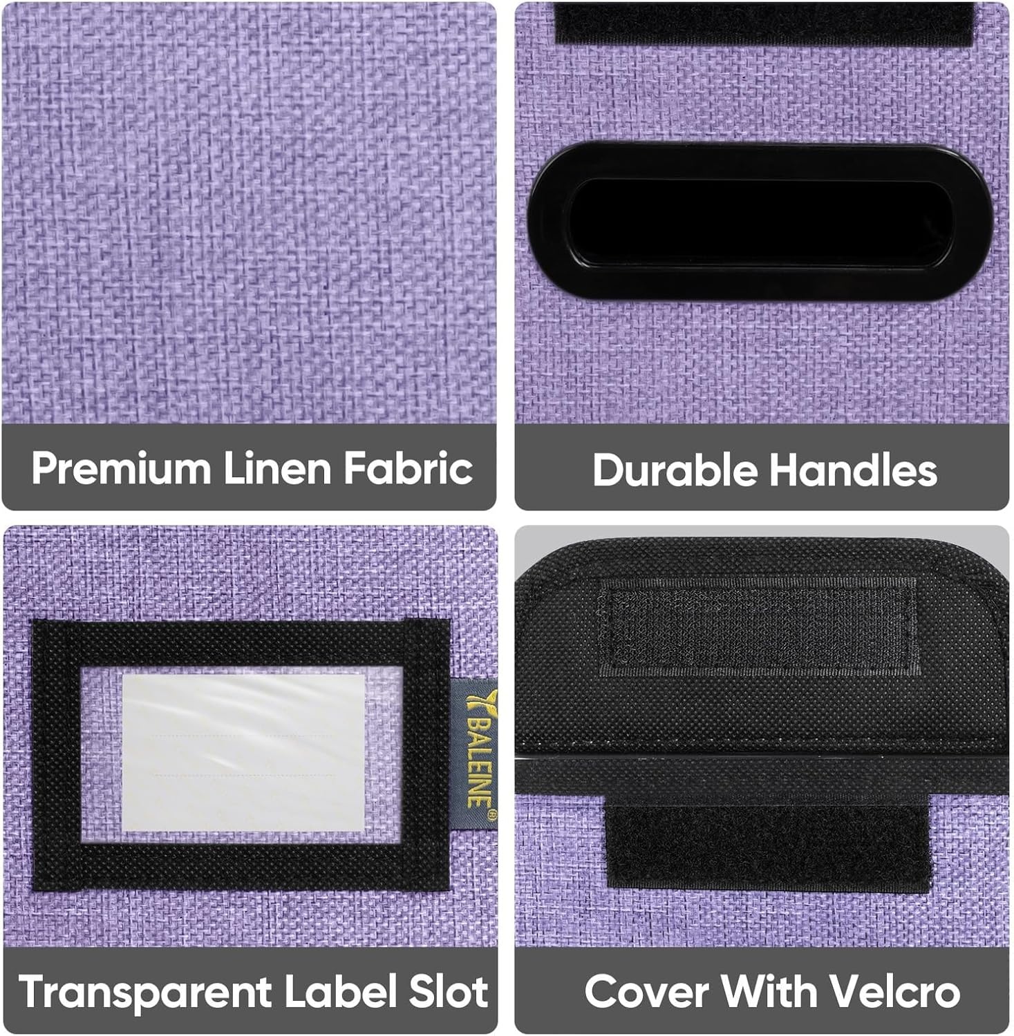 image:imageBALEINE File Organizer Box with Lid Collapsible File Folder Organizer with Plastic Slide Hanging File Folder Box for Office Document Storage Tab Friendly 2 Pack BlackPurple