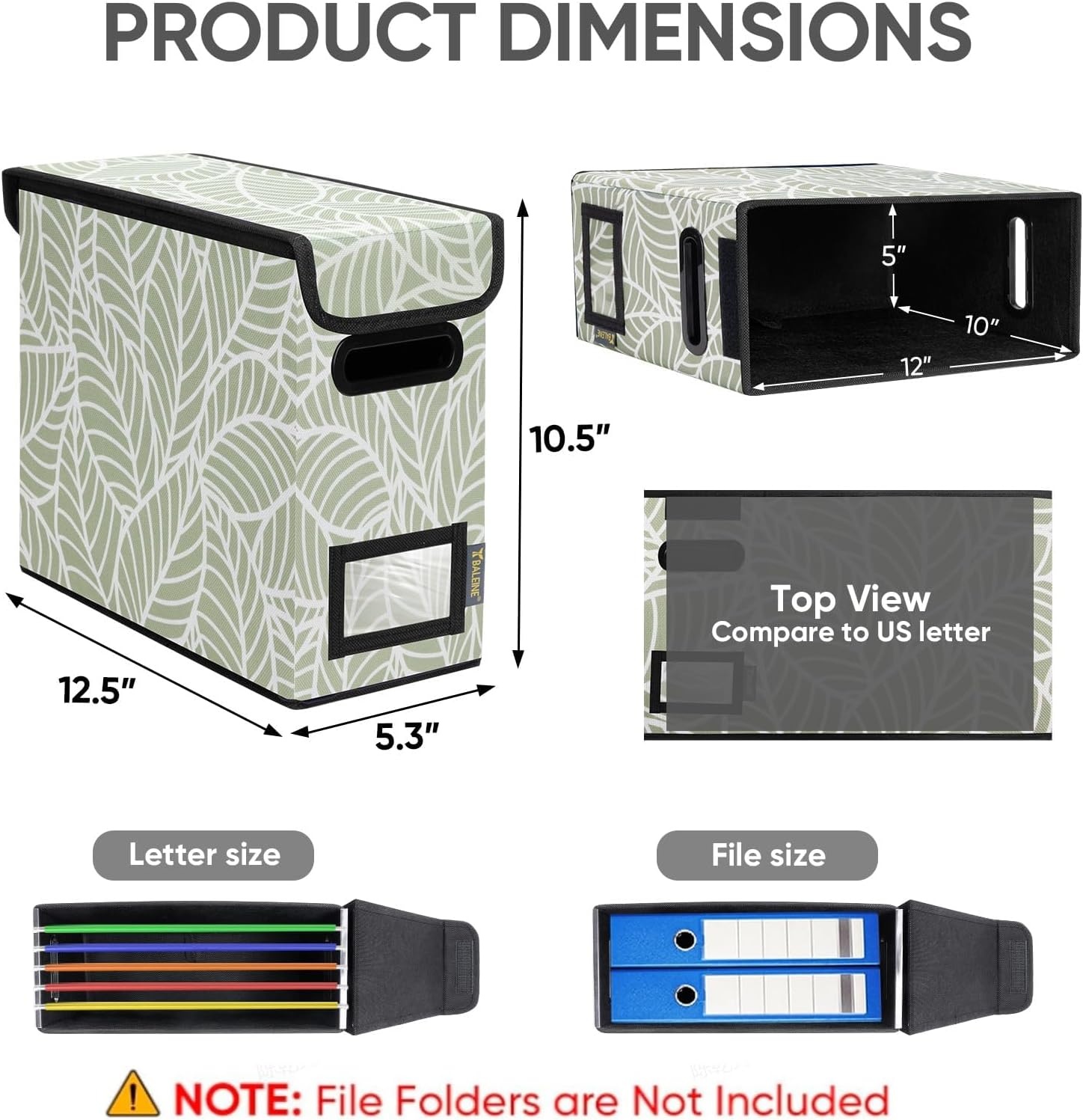 image:imageBALEINE File Organizer Box with Lid Collapsible File Folder Organizer with Plastic Slide Hanging File Folder Box for Office Document Storage Tab Friendly 2 Pack BlackAntique Foliage