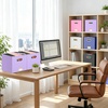 BALEINE File Organizer Box, Cardboard File Folder Organizer with Handle for Letter Size, Portable Collapsible Hanging Filing Box for Home Office Document Storage (2 Pack, Large Black)(Lavender)