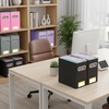 BALEINE File Organizer Box, Cardboard File Folder Organizer with Handle for Letter Size, Portable Collapsible Hanging Filing Box for Home Office Document Storage (2 Pack, Large Black)(Black+Pink+White+Navy)