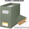 BALEINE File Organizer Box, Cardboard File Folder Organizer with Handle for Letter Size, Portable Collapsible Hanging Filing Box for Home Office Document Storage (2 Pack, Large Black)(Olive)