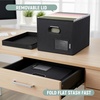 BALEINE File Organizer Box with Lid, Collapsible File Folder Organizer with Plastic Slide, Filing Box for Office Home Document Organizer Storage (Black, 2PK)(Black)
