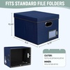 BALEINE File Organizer Box with Lid, Collapsible File Folder Organizer with Plastic Slide, Filing Box for Office Home Document Organizer Storage (Black, 2PK)(Blue)
