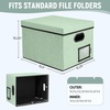 BALEINE File Organizer Box with Lid, Collapsible File Folder Organizer with Plastic Slide, Filing Box for Office Home Document Organizer Storage (Black, 2PK)(Green)