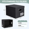 BALEINE File Organizer Box with Lid, Collapsible File Folder Organizer with Plastic Slide, Filing Box for Office Home Document Organizer Storage (Black, 2PK)(Black)