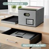 BALEINE File Organizer Box with Lid, Collapsible File Folder Organizer with Plastic Slide, Filing Box for Office Home Document Organizer Storage (Black, 2PK)(Gray)