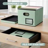 BALEINE File Organizer Box with Lid, Collapsible File Folder Organizer with Plastic Slide, Filing Box for Office Home Document Organizer Storage (Black, 2PK)(Green)