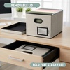 BALEINE File Organizer Box with Lid, Collapsible File Folder Organizer with Plastic Slide, Filing Box for Office Home Document Organizer Storage (Black, 2PK)(Beige)