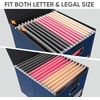 BALEINE File Organizer Box with Lid, Collapsible File Folder Organizer with Plastic Slide, Hanging File Folder Box for Office Document Storage (Tab Friendly, 2 Pack, Black)(Blue)
