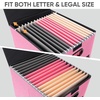 BALEINE File Organizer Box with Lid, Collapsible File Folder Organizer with Plastic Slide, Hanging File Folder Box for Office Document Storage (Tab Friendly, 2 Pack, Black)(Pink)