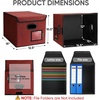 BALEINE File Organizer Box with Lid, Collapsible File Folder Organizer with Plastic Slide, Hanging File Folder Box for Office Document Storage (Tab Friendly, 2 Pack, Black)(Red)