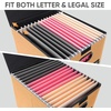 BALEINE File Organizer Box with Lid, Collapsible File Folder Organizer with Plastic Slide, Hanging File Folder Box for Office Document Storage (Tab Friendly, 2 Pack, Black)(Orange)