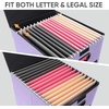 BALEINE File Organizer Box with Lid, Collapsible File Folder Organizer with Plastic Slide, Hanging File Folder Box for Office Document Storage (Tab Friendly, 2 Pack, Black)(Purple)