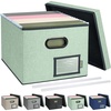 BALEINE File Organizer Box with Lid, Collapsible File Folder Organizer with Plastic Slide, Filing Box for Office Home Document Organizer Storage (Black, 2PK)(Green)
